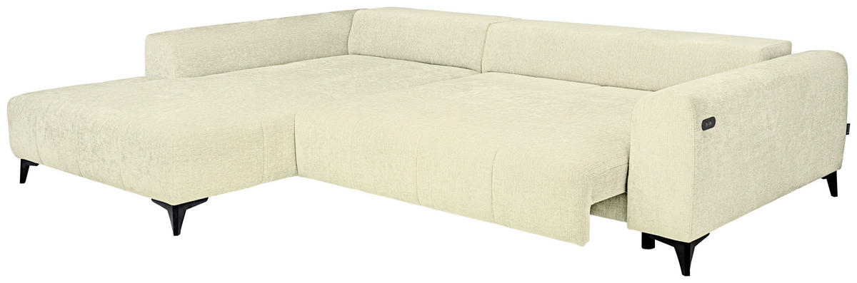 ECKSOFA  in Chenille Creme  222/279 cm  - Creme/Schwarz, KONVENTIONELL, Kunststoff/Textil (222/279cm) - Hom`in