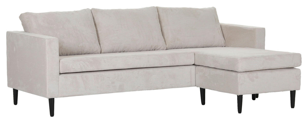 ECKSOFA Beige Cord  - Beige/Schwarz, KONVENTIONELL, Holz/Textil (218/150cm) - Boxxx