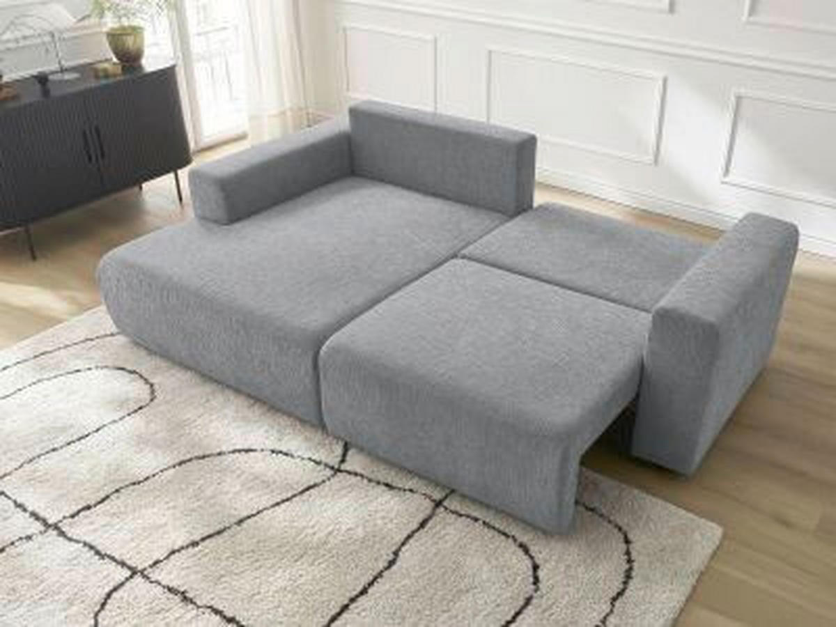 ECKSOFA Ottomane links  ATILLA Dunkelgrau Struktur  - Dunkelgrau/Schwarz, MODERN, Kunststoff/Textil (149/244cm)