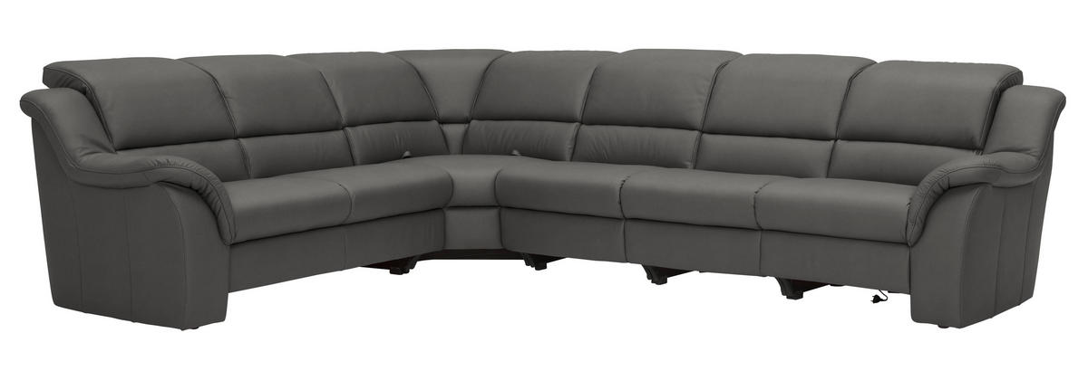 ECKSOFA  in Echtleder Dunkelgrau  260/324 cm  - Dunkelgrau/Schwarz, KONVENTIONELL, Leder/Kunststoff (260/324cm) - Cantus