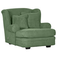 XXL-SESSEL Cord Olivgrün    - Beige/Dunkelbraun, Design, Holz/Textil (121/100/140cm) - Ambia Home