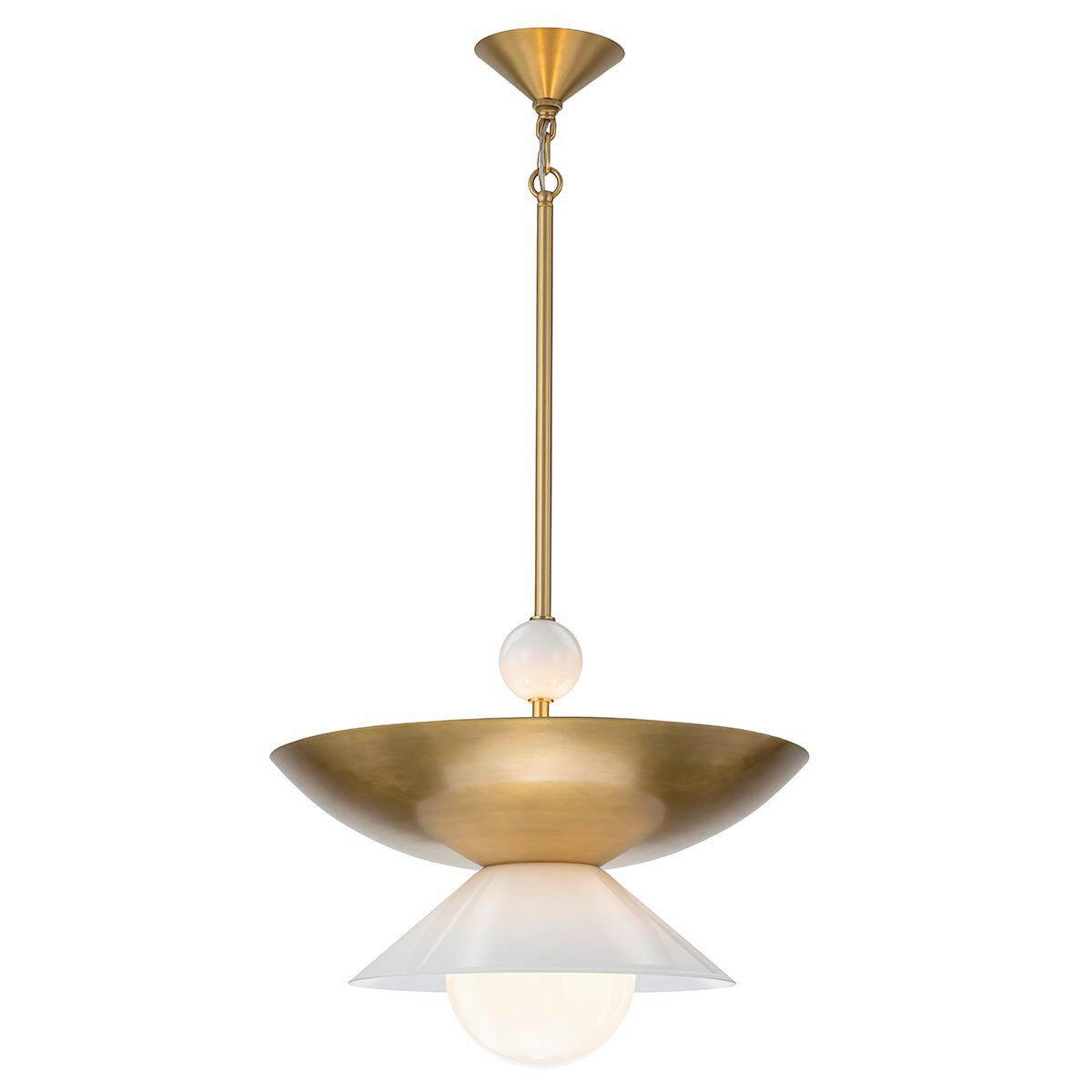 HÄNGELEUCHTE Saucer  78,5/50,8/50,8 cm  - Messingfarben, KONVENTIONELL, Glas/Metall (78,5/50,8/50,8cm) - Elstead Lighting