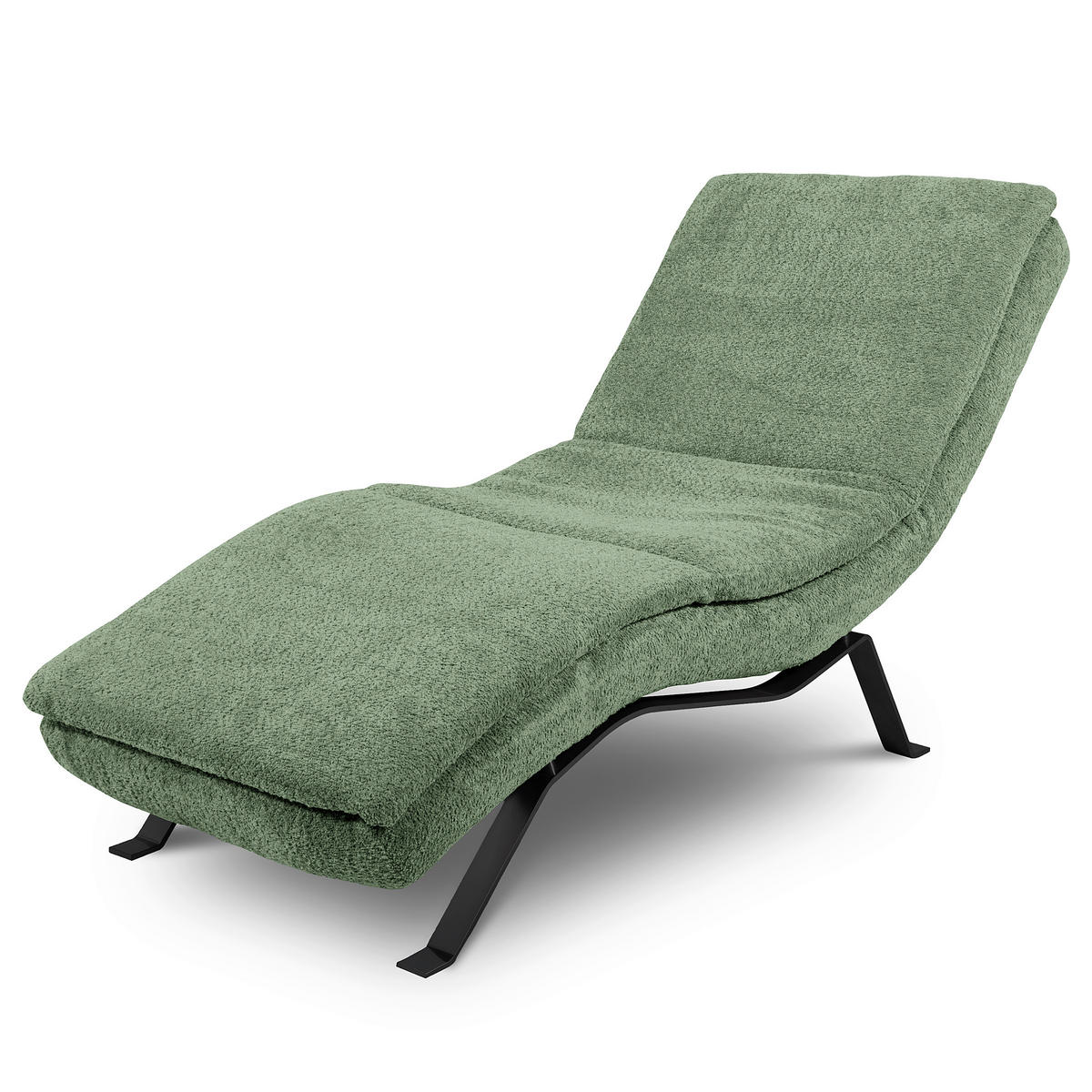 RELAXLIEGE Echtleder Pastellgrün  - Pastellgrün/Schwarz, Design, Leder/Metall (65/95/171cm) - Celina Home