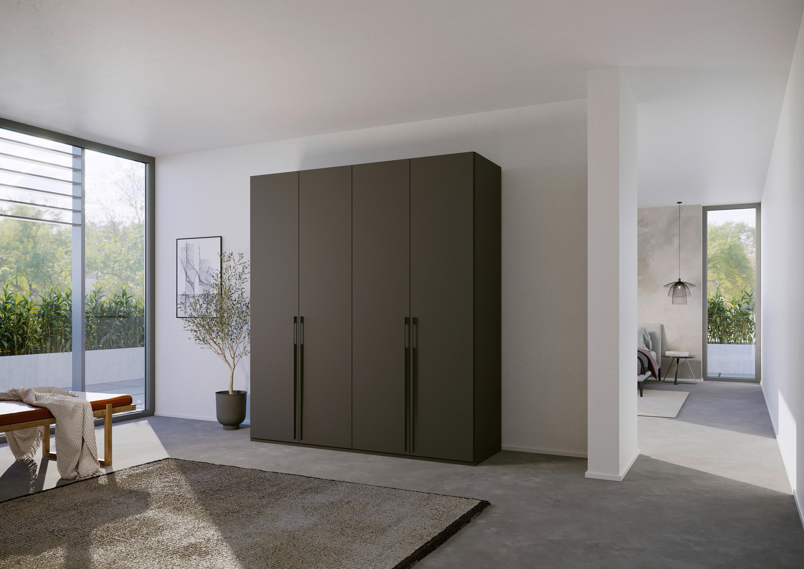 DREHTÜRENSCHRANK in Graphitfarben  - Graphitfarben, Trend, Holzwerkstoff/Metall (201/223/60cm) - Novel
