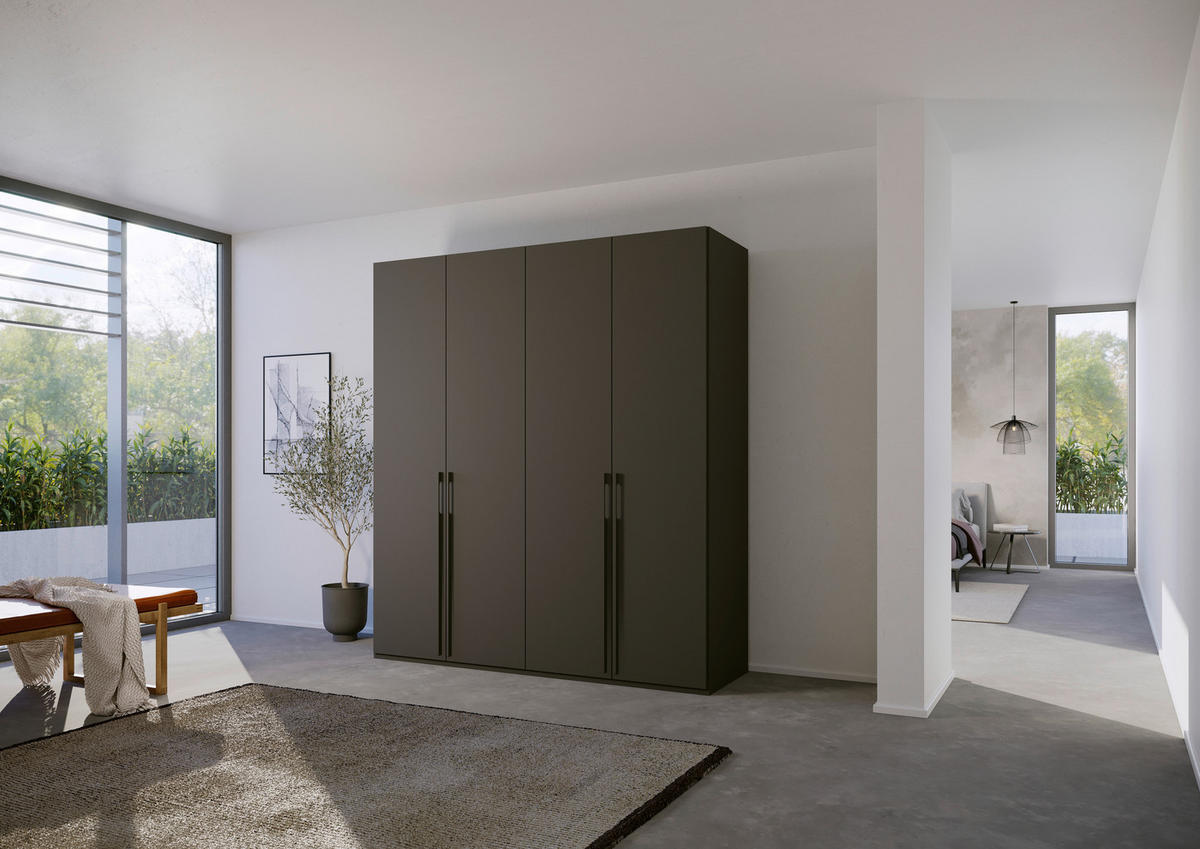 DREHTÜRENSCHRANK in Graphitfarben  - Graphitfarben, Trend, Holzwerkstoff/Metall (201/235/60cm) - Novel