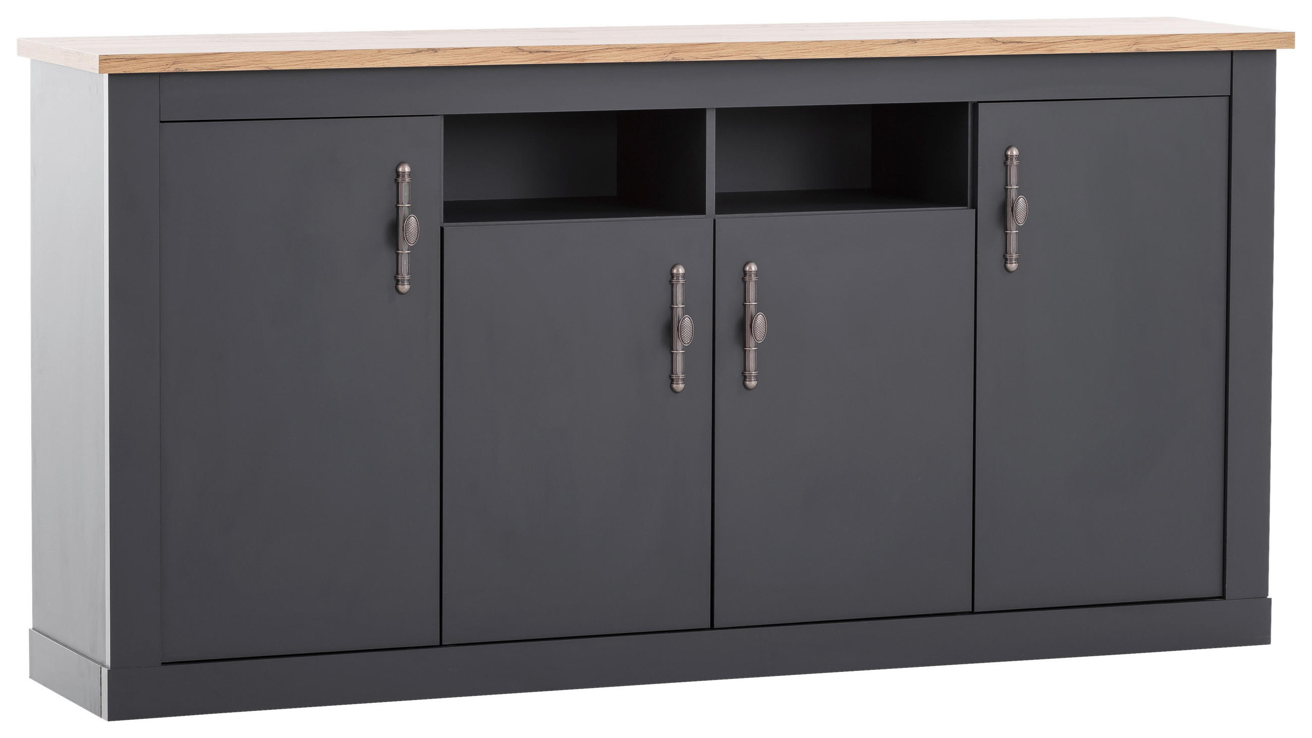 Mid.you Sideboard Anthrazit, Eiche Wotan 200x104x45 cm