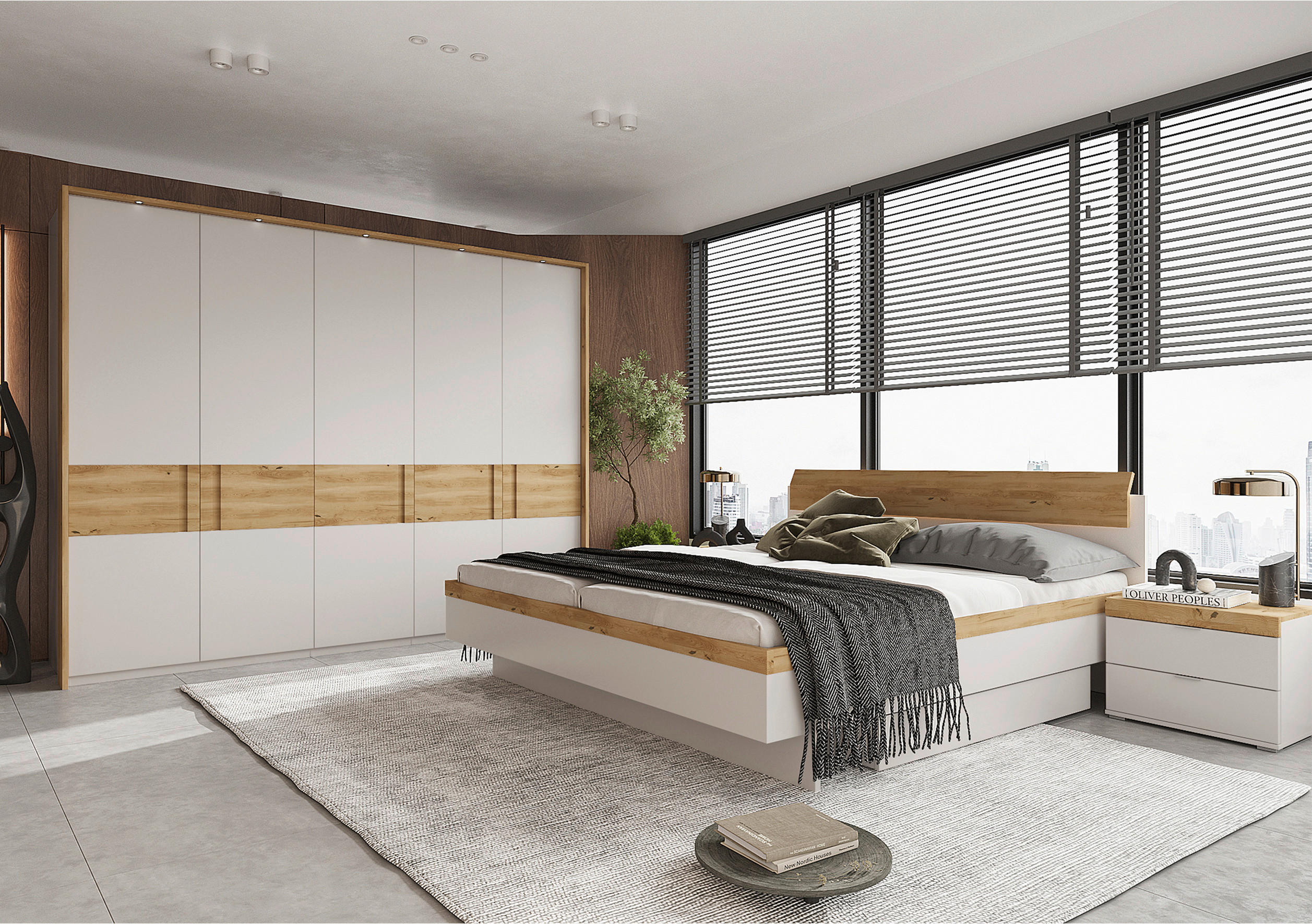 BETT 180/200 cm  in Hellgrau, Eichefarben  - Eichefarben/Hellgrau, MODERN, Holz/Holzwerkstoff (180/200cm) - Xora