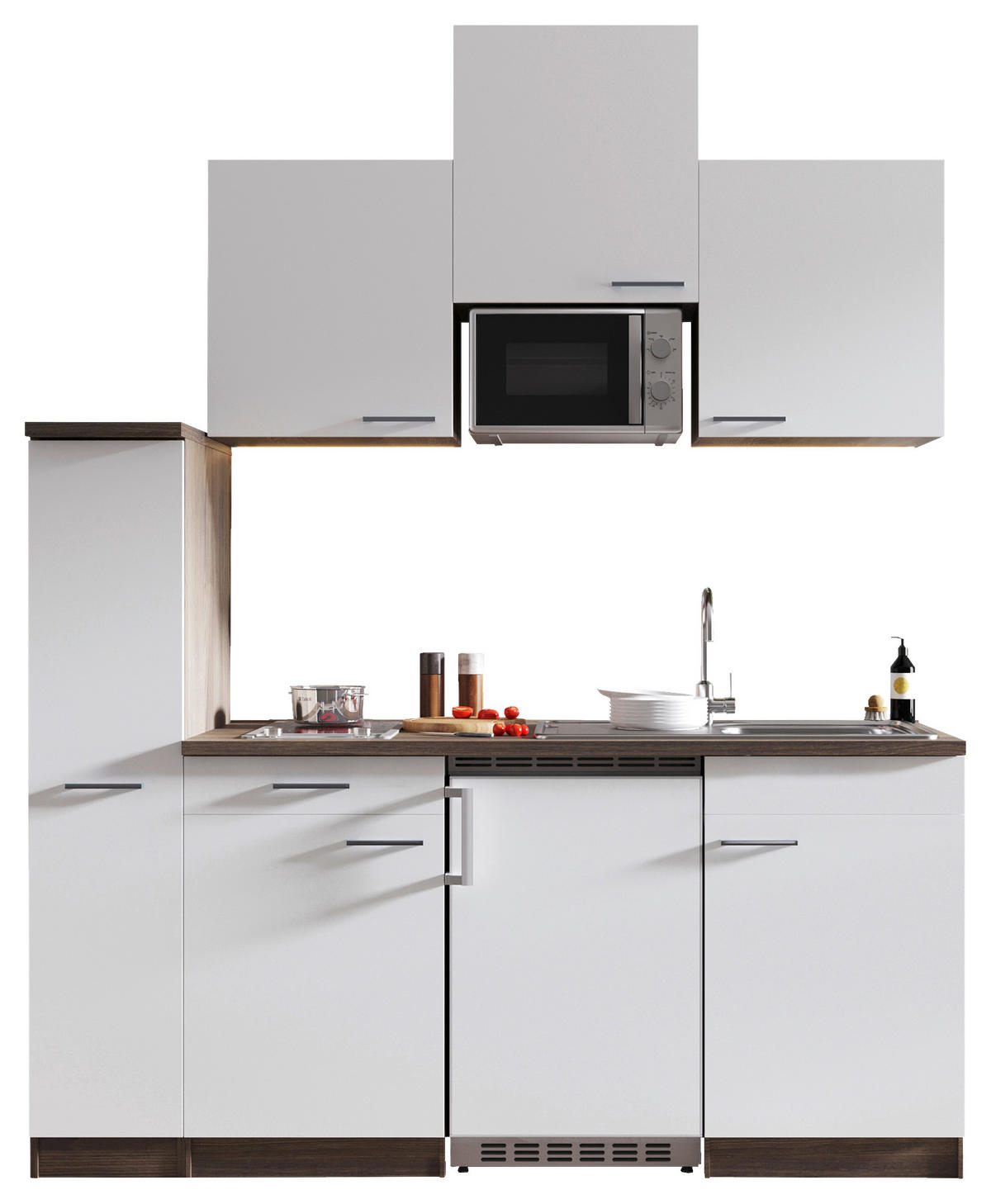 KÜCHENBLOCK 180 cm   in Weiß  - Eichefarben/Alufarben, Basics, Holzwerkstoff/Kunststoff (180cm) - Respekta