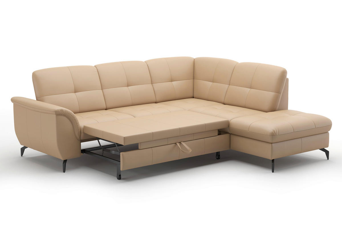 ECKSOFA ZORA E Cappuccino Echtleder  - Schwarz/Cappuccino, MODERN, Leder/Metall (244/212cm) - Sit & More