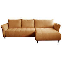 ECKSOFA Struktur, Plüsch Senfgelb  - Senfgelb/Schwarz, Trend, Textil (290/160cm) - MID.YOU