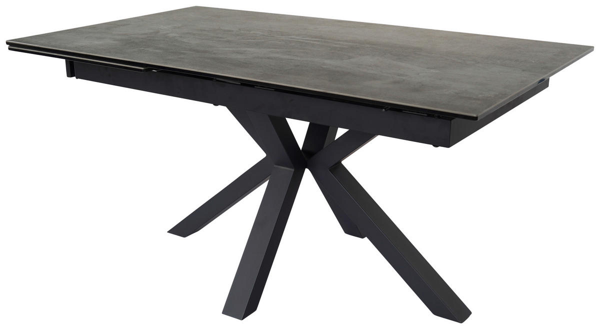 ESSTISCH in Metall, Glas, Keramik 160/90/76 cm  - Schwarz/Grau, MODERN, Glas/Keramik (160/90/76cm) - Livetastic