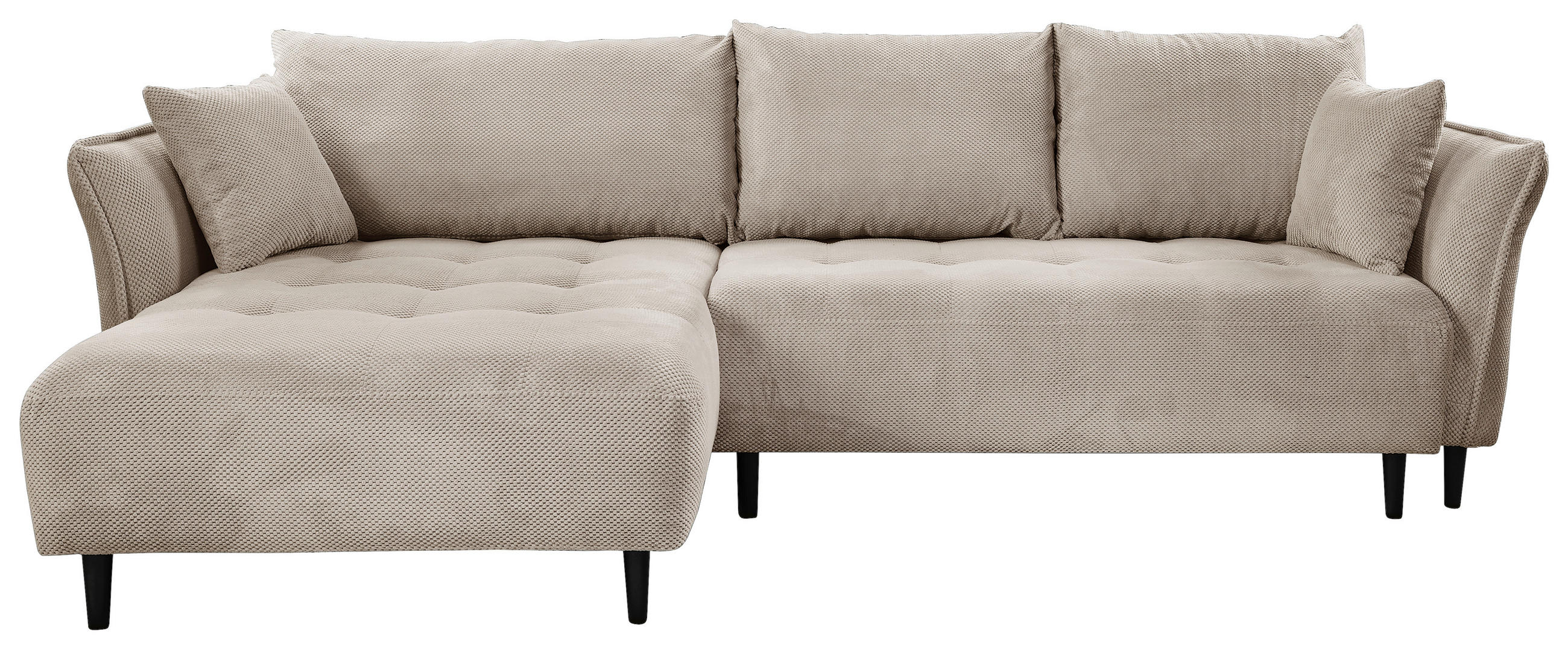 ECKSOFA in Chenille Creme  - Creme/Schwarz, KONVENTIONELL, Holz/Textil (160/290cm) - Carryhome