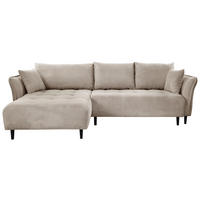 ECKSOFA in Chenille Creme  - Creme/Schwarz, Konventionell, Holz/Textil (160/290cm) - MID.YOU