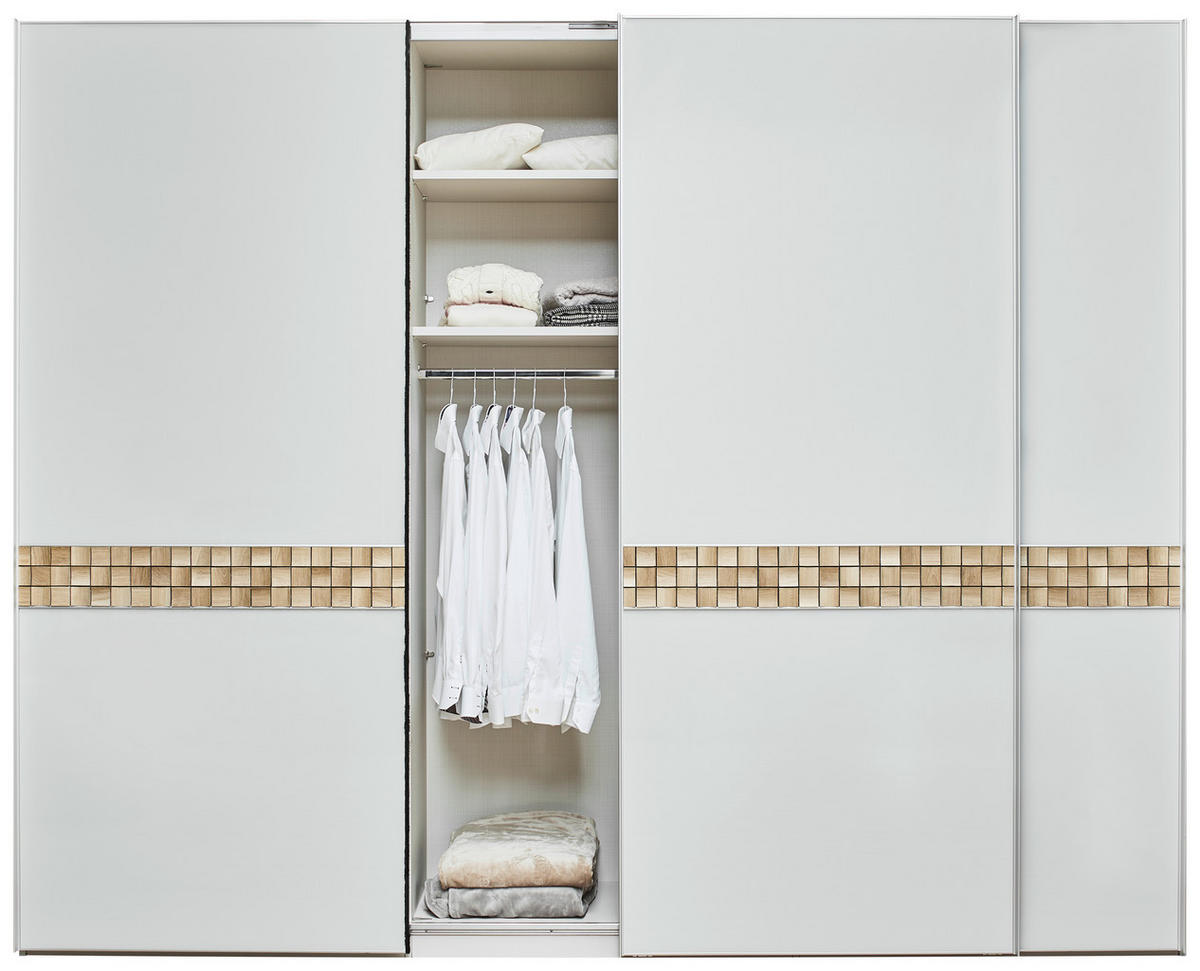 SCHWEBETÜRENSCHRANK in Grau, Eichefarben  - Eichefarben/Alufarben, Design, Glas/Holz (298/240/68cm) - Dieter Knoll