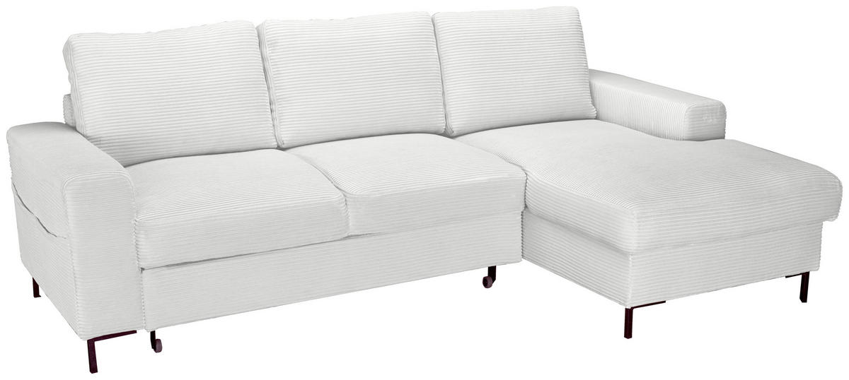 ECKSOFA Naturfarben Cord  - Schwarz/Naturfarben, KONVENTIONELL, Textil/Metall (240/150cm) - Carryhome
