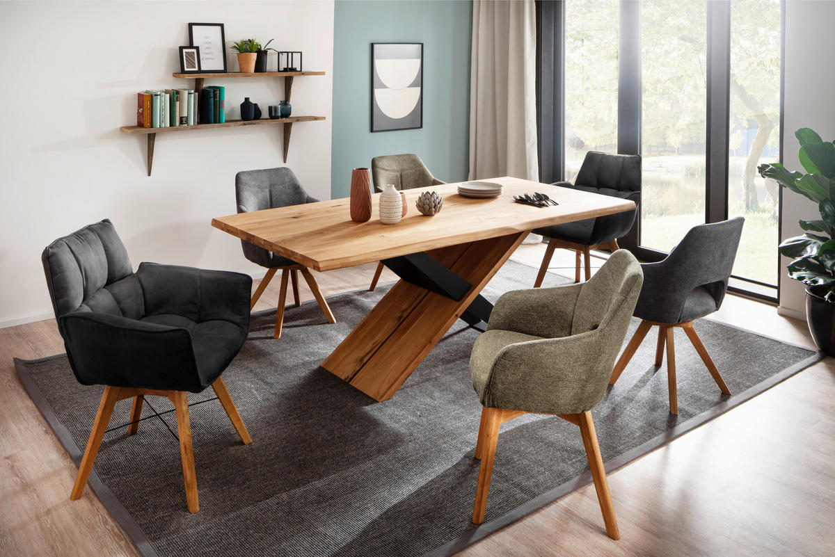 ARMLEHNSTUHL  in Mikrofaser  - Wildeiche/Cappuccino, Design, Holz/Textil (57/84/57cm) - Voleo