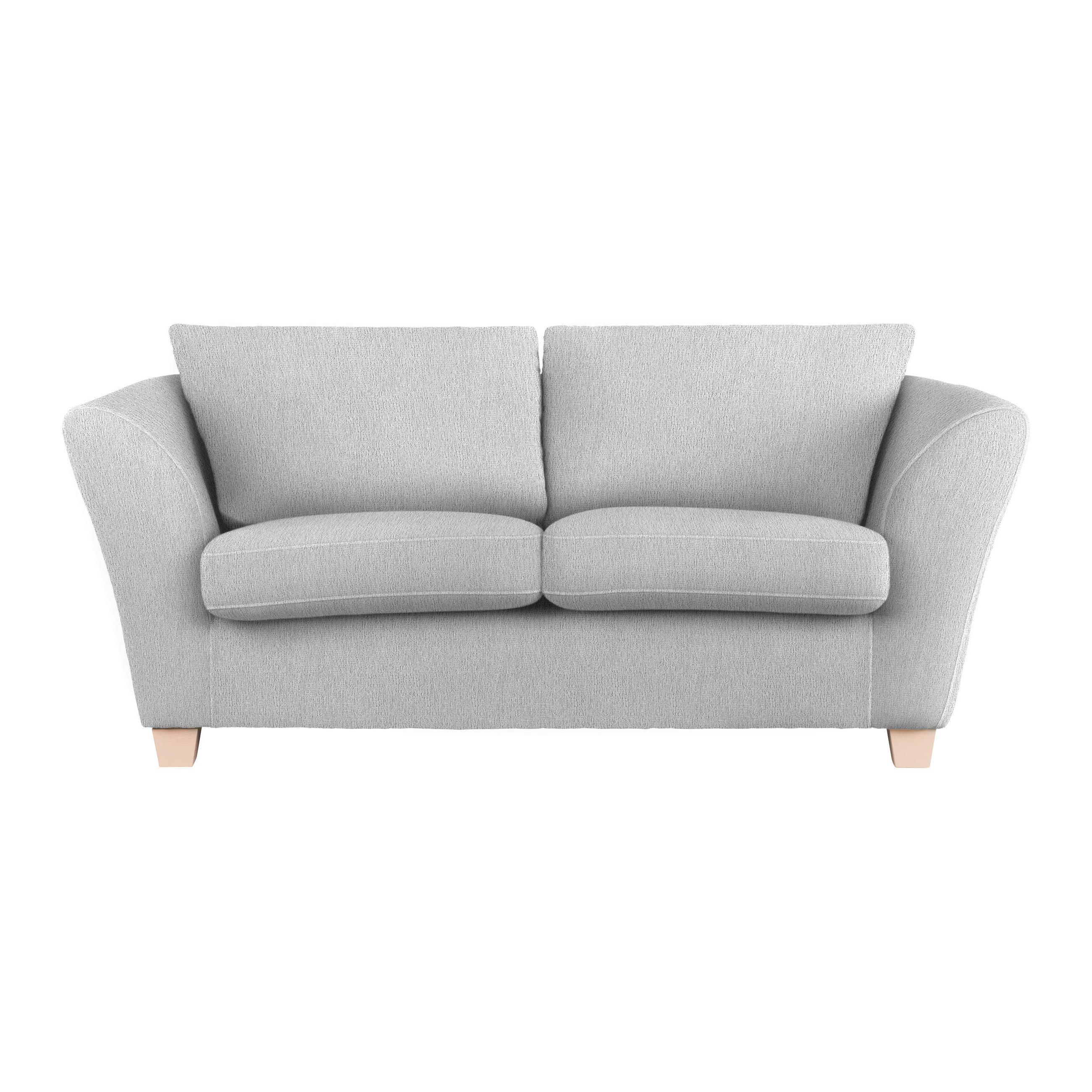 2-SITZER-SOFA in chenille couleur argentée  - couleur écru/couleur argentée, textile/bois (190/70-85/95cm) - MID.YOU