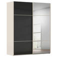 SCHWEBETÜRENSCHRANK 181/223/68 cm 2-türig Schwarz, Champagner  - Champagner/Schwarz, KONVENTIONELL, Glas/Holzwerkstoff (181/223/68cm) - Novel