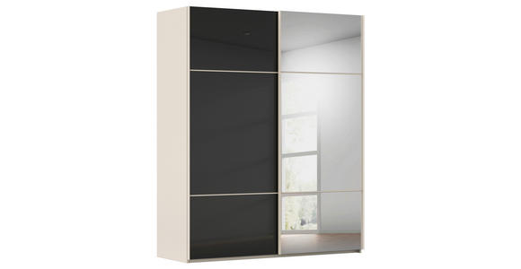 SCHWEBETÜRENSCHRANK 181/223/68 cm 2-türig Schwarz, Champagner  - Champagner/Schwarz, KONVENTIONELL, Glas/Holzwerkstoff (181/223/68cm) - Novel