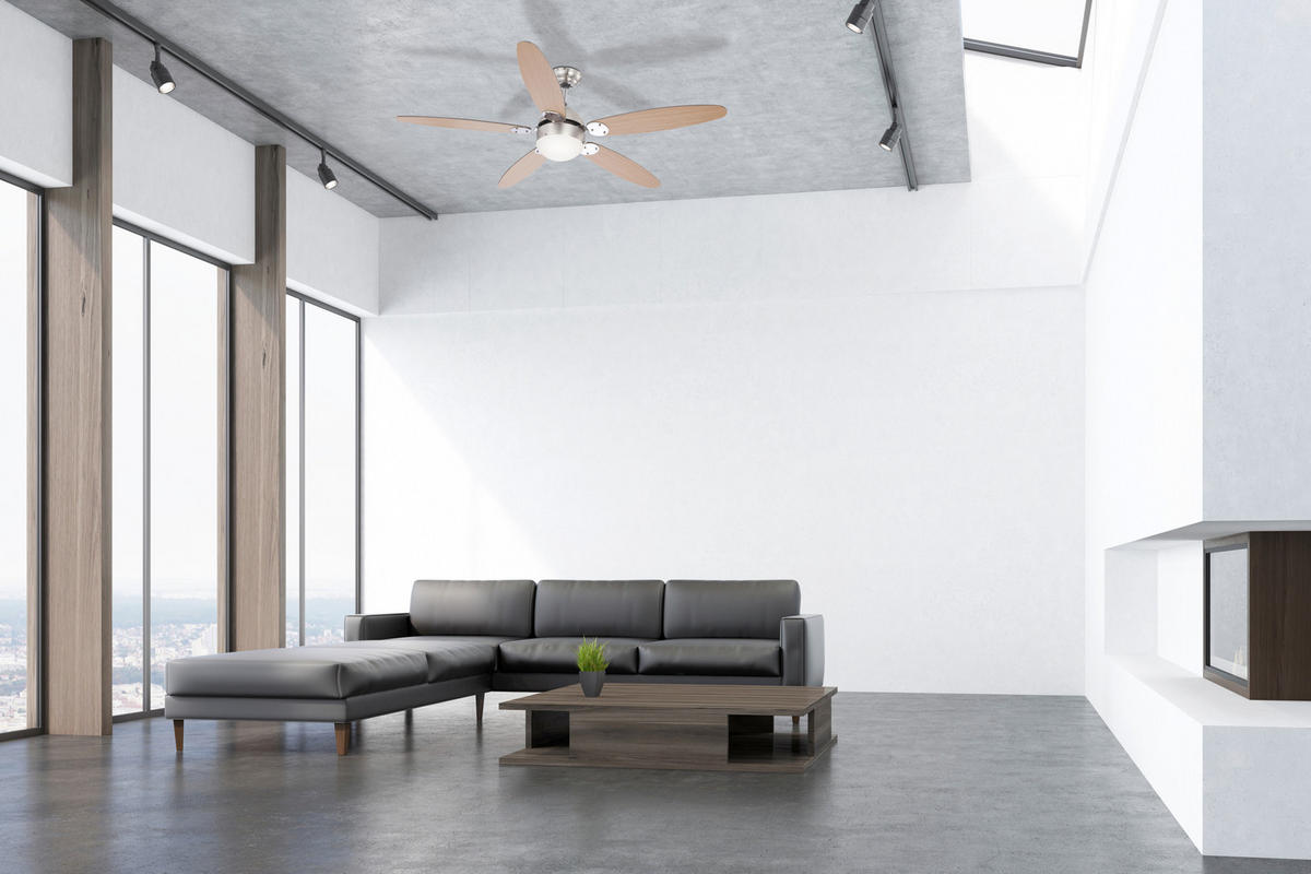 PLAFONSKI VENTILATOR   - boja bukve/siva, Osnovno, metal/pločasti materijal (132/40,6cm)