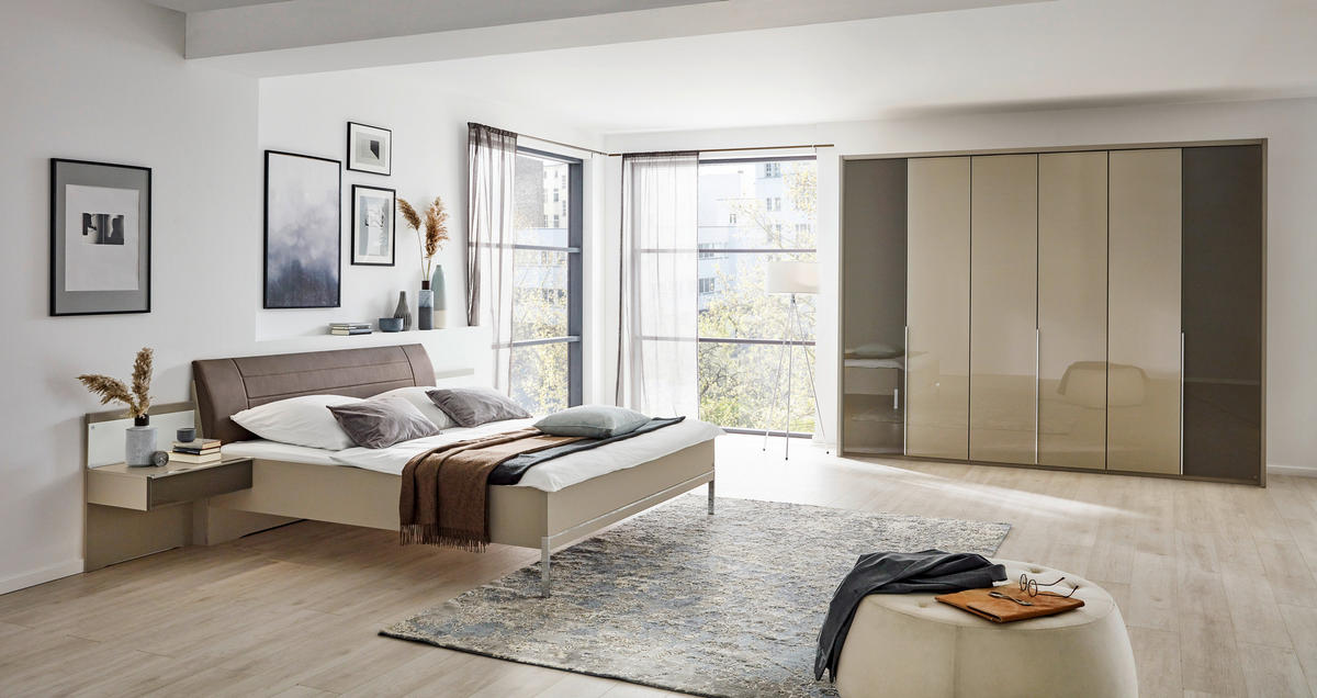 SCHLAFZIMMER Grau  - Grau, Design, Glas/Holzwerkstoff (180/200cm) - Musterring