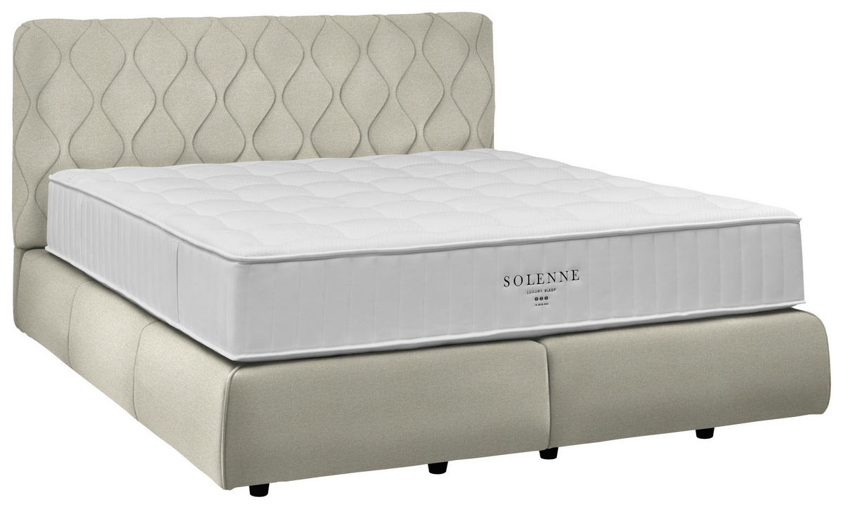 BOXSPRINGBETT 180/200 cm  in Elfenbein  - Elfenbein/Schwarz, Design, Kunststoff/Textil (180/200cm) - Johann Jakob