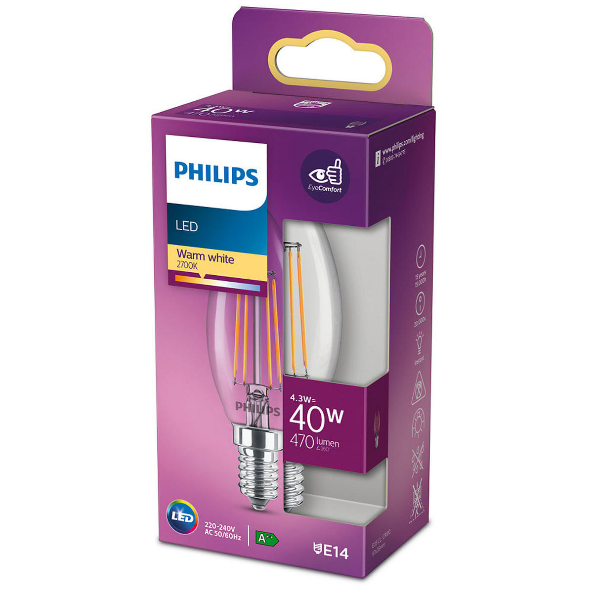 LED SIJALICA - Osnovno, staklo (9,7/3,5/3,5cm) - Philips