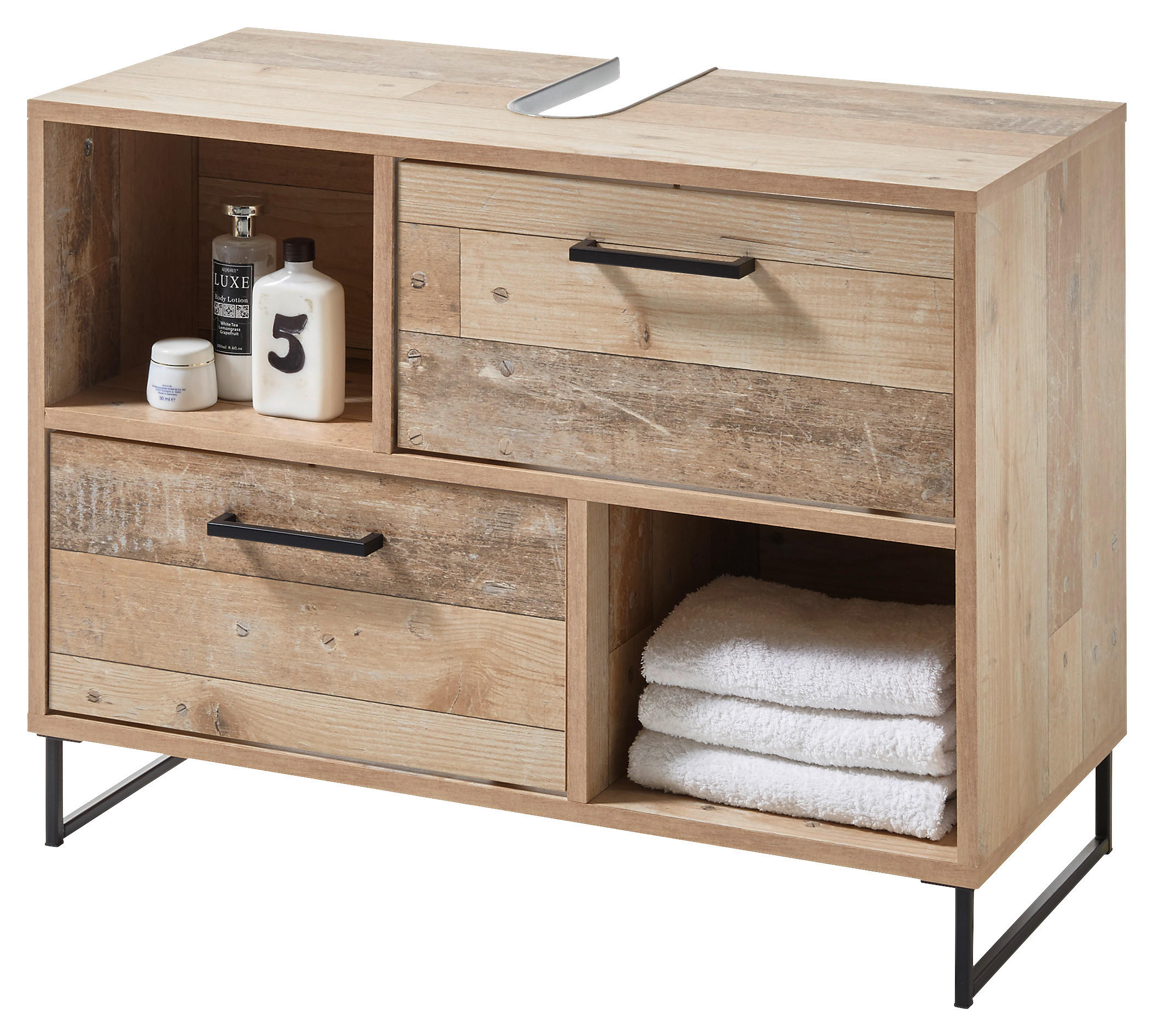 WASCHBECKENUNTERSCHRANK 80/61/37 cm  - Eichefarben/Schwarz, Konventionell, Holzwerkstoff/Kunststoff (80/61/37cm) - MID.YOU