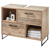 WASCHBECKENUNTERSCHRANK 80/61/37 cm  - Eichefarben/Schwarz, KONVENTIONELL, Holzwerkstoff/Kunststoff (80/61/37cm) - MID.YOU