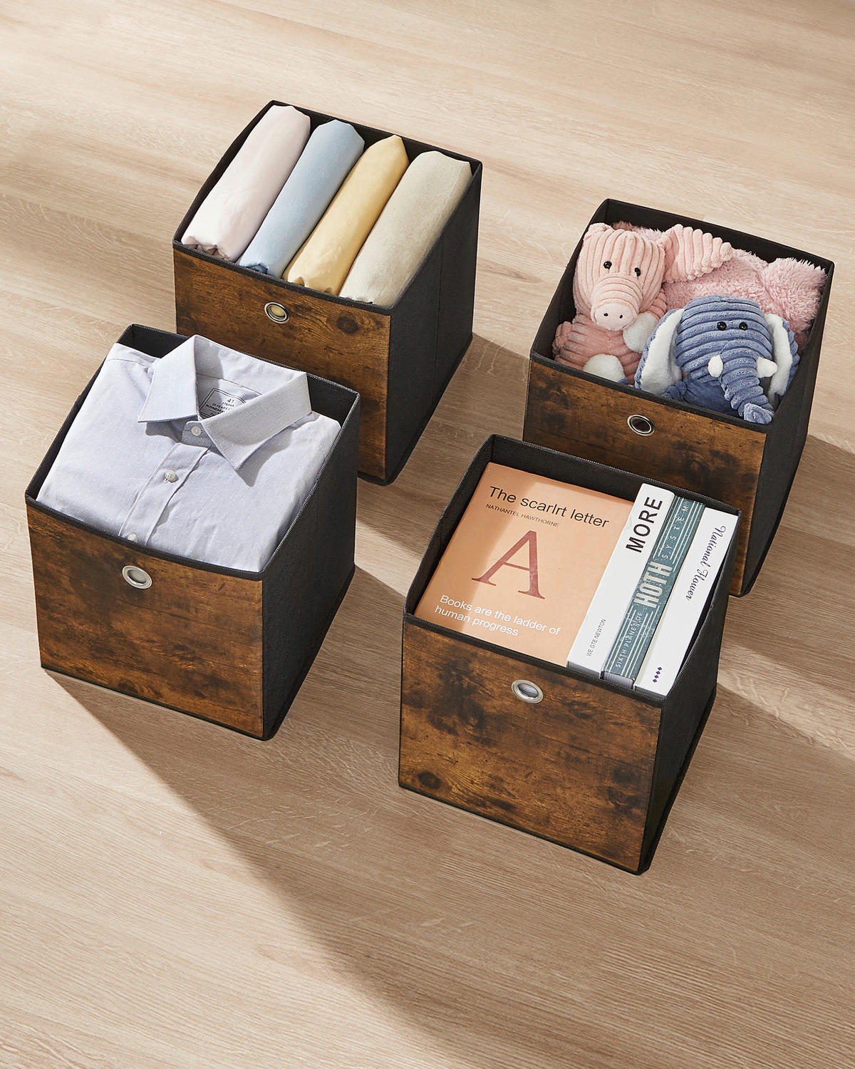 FALTBOX - Beige, Basics, Textil (33/33/33cm)