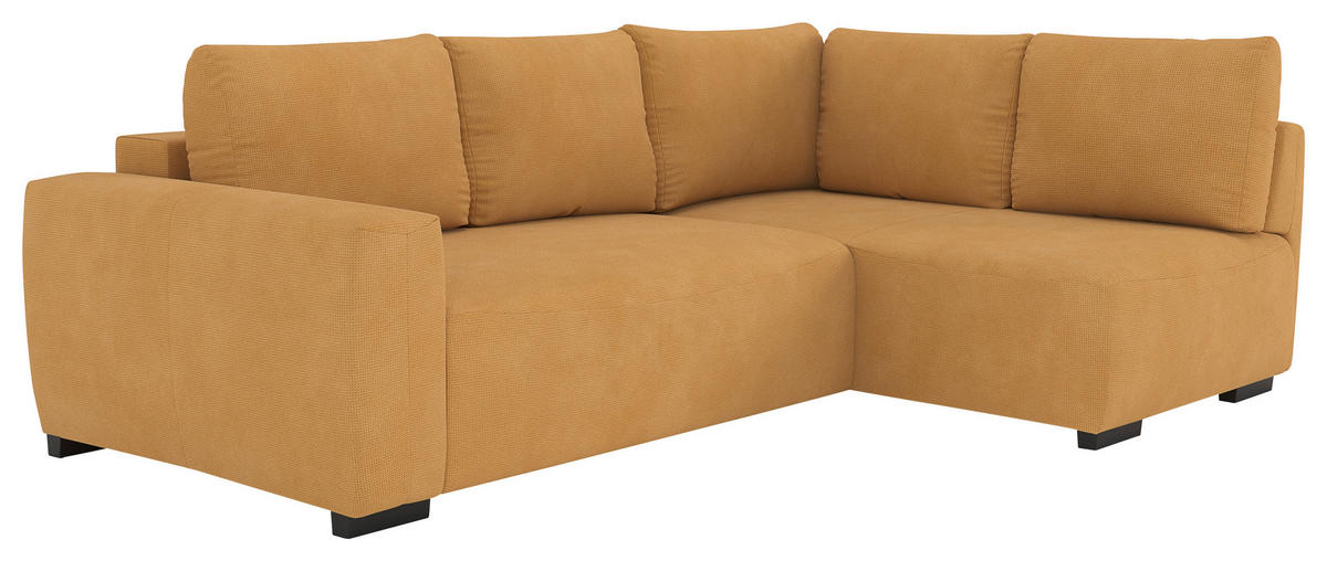 ECKSOFA  in Mikrofaser Senfgelb  252/170 cm  - Senfgelb/Schwarz, Trend, Kunststoff/Textil (252/170cm) - MID.YOU