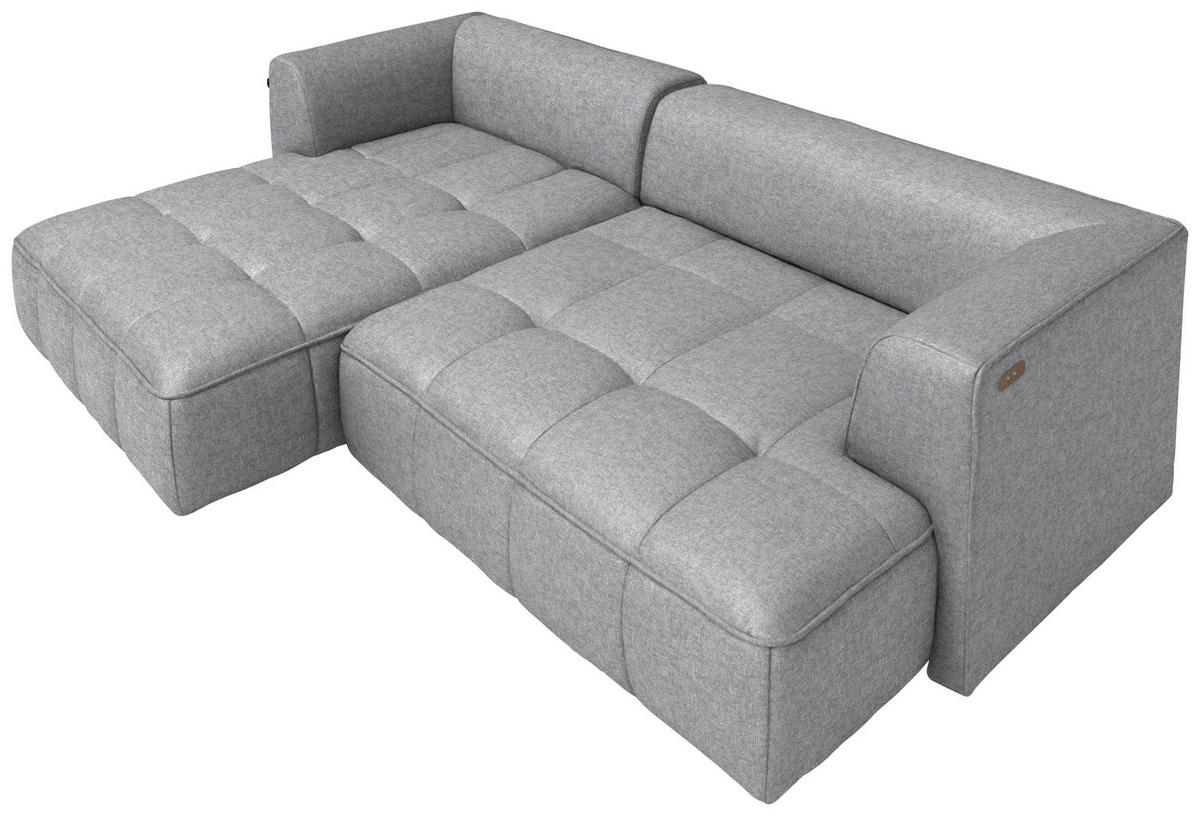 ECKSOFA Webstoff Hellgrau  - Hellgrau/Schwarz, Design, Kunststoff/Textil (188/288cm) - Welnova