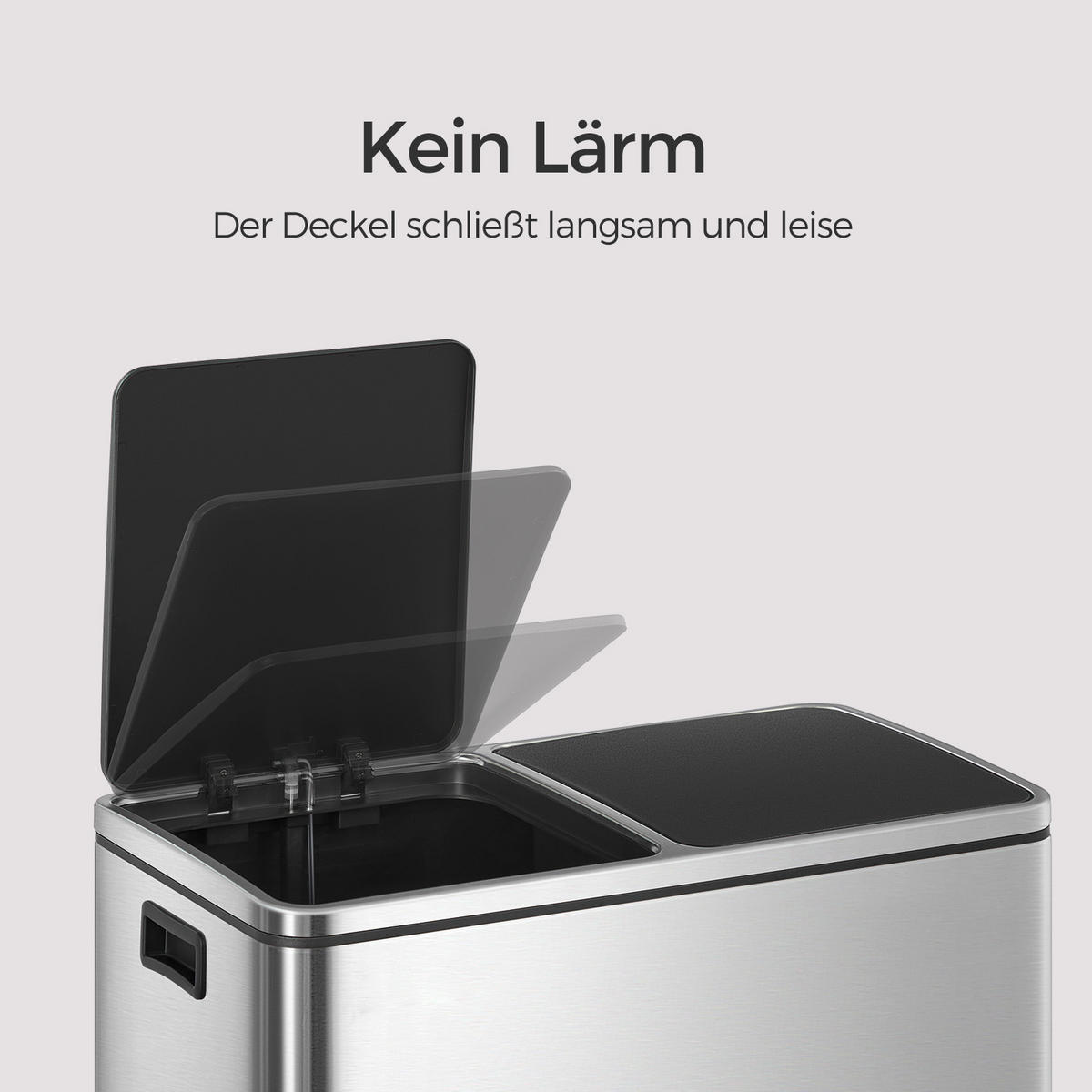 ABFALLSAMMLER 60 L  - Edelstahlfarben/Schwarz, Basics, Kunststoff/Metall (58,5/65/32cm)