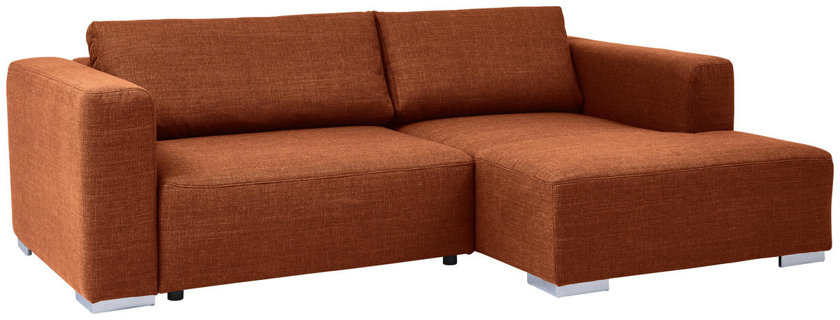 ECKSOFA inkl. Funktion Heaven Terracotta Flachgewebe  - Chromfarben/Terracotta, KONVENTIONELL, Textil/Metall (242/162cm) - Tom Tailor