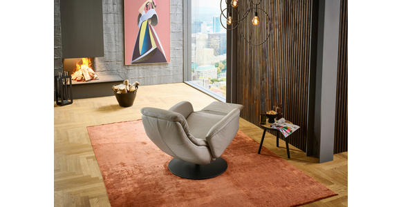 RELAXSESSEL in Leder Greige  - Greige/Schwarz, Design, Leder/Metall (76/108/86cm) - Dieter Knoll