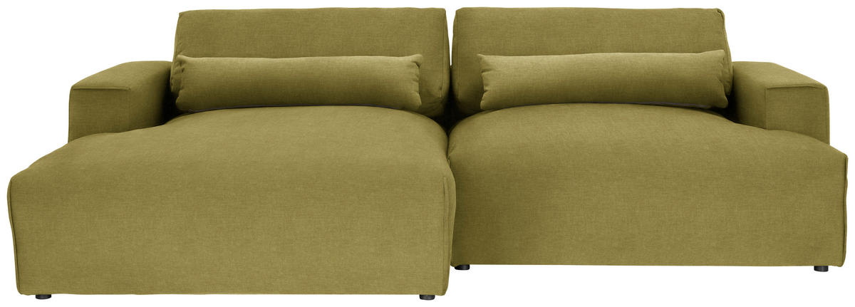 ECKSOFA Struktur Olivgrün  - Schwarz/Olivgrün, Design, Kunststoff/Textil (187/267cm) - Stylife