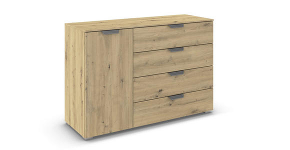 KOMMODE  in 120/81/42 cm  - Chromfarben/Eiche Artisan, Design, Holzwerkstoff/Metall (120/81/42cm) - Carryhome