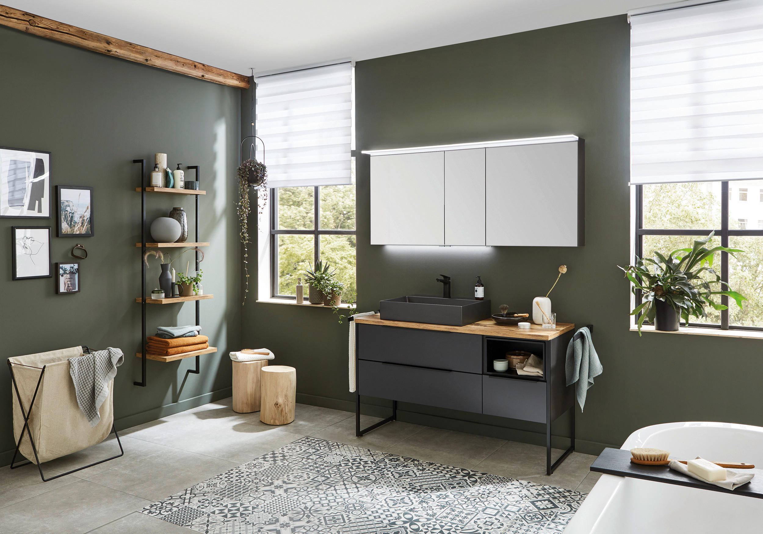 WASCHTISCHKOMBI 130 cm - Anthrazit/Schwarz, MODERN, Keramik/Holzwerkstoff (130cm) - Dieter Knoll