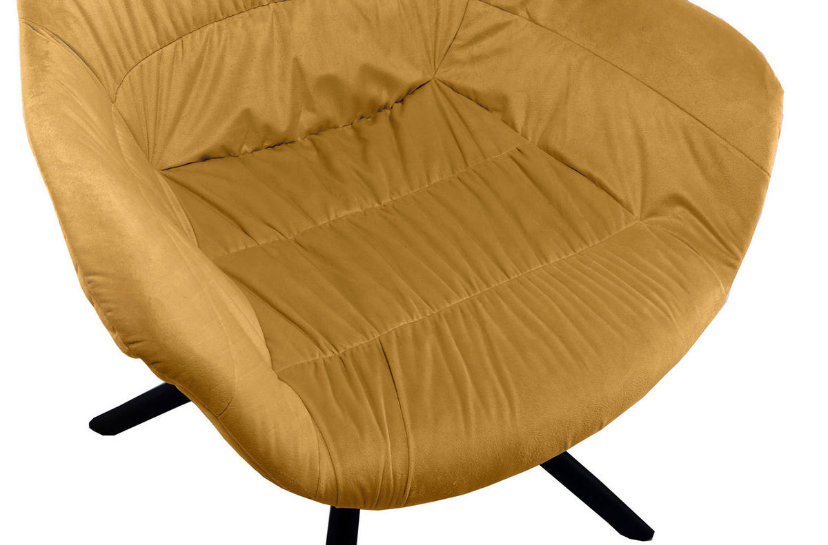 ARMLEHNSTUHL  in Samt  - Senfgelb/Schwarz, MODERN, Textil/Metall (64/82/63cm) - Livetastic