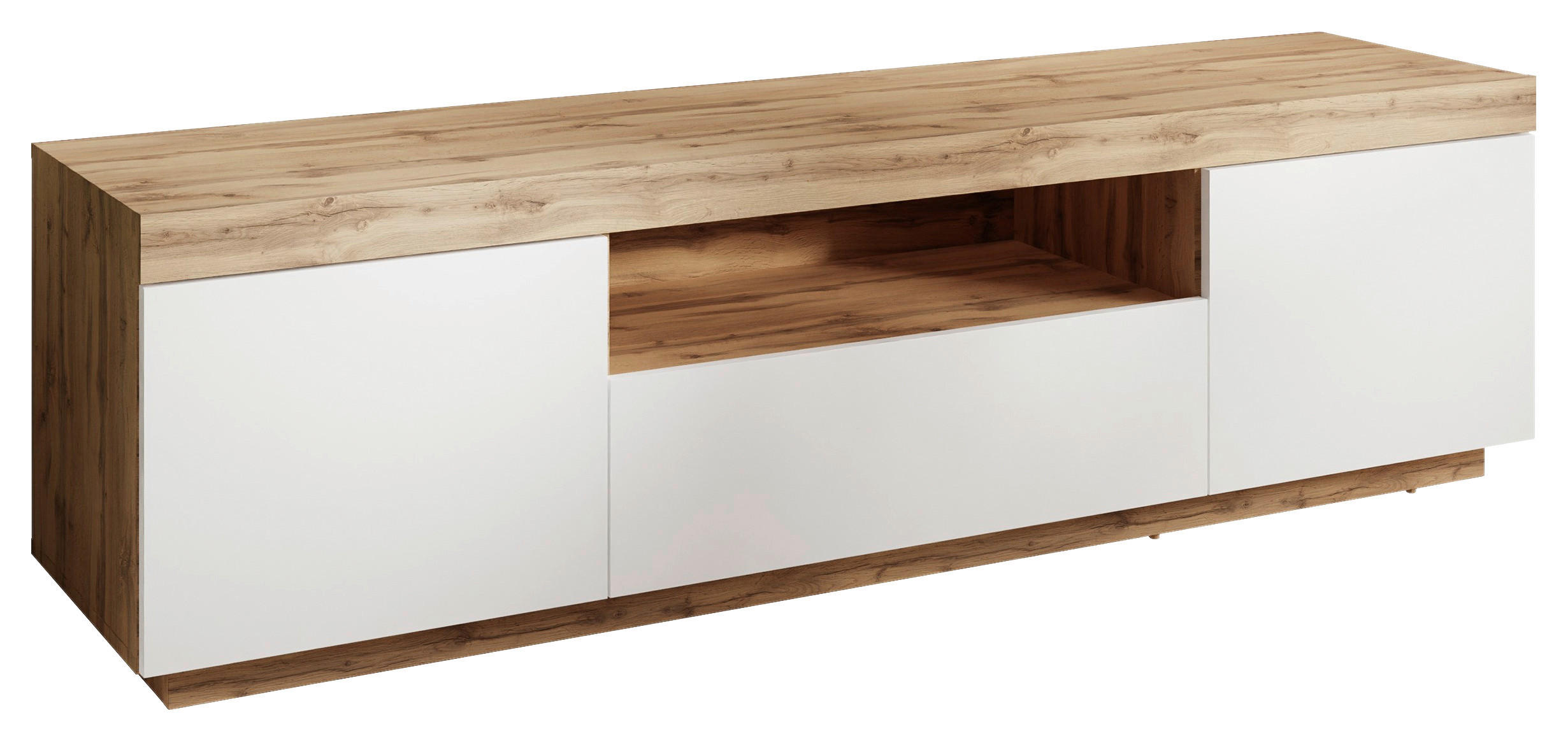 NÍZKA KOMODA, biela, dub wotan, 170/49/42 cm - sivá/biela, Design, kompozitné drevo/plast (170/49/42cm) - MID.YOU