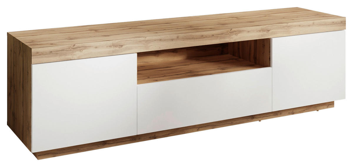 NÍZKA KOMODA, biela, dub wotan, 170/49/42 cm - sivá/biela, Design, kompozitné drevo/plast (170/49/42cm) - MID.YOU