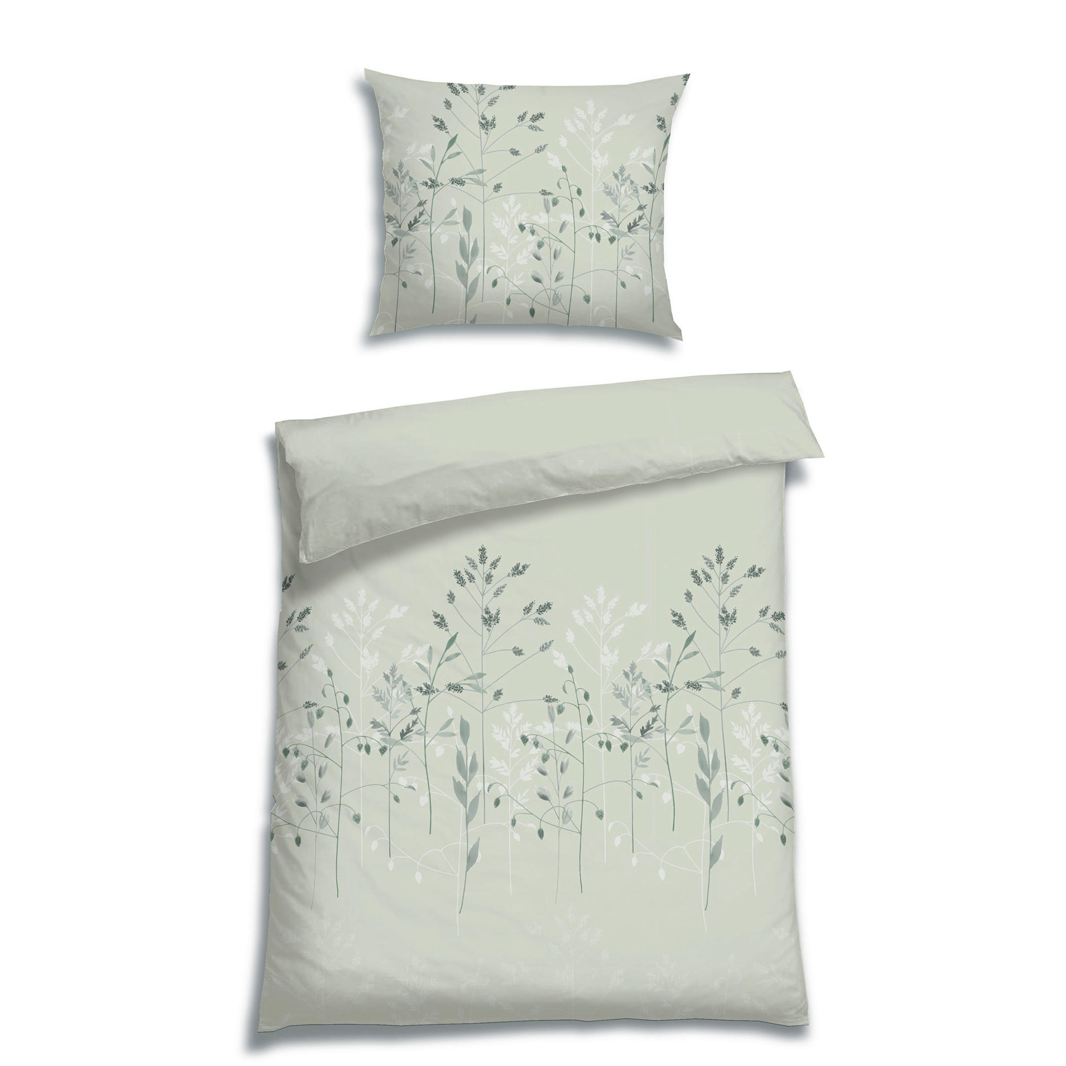 BETTWÄSCHE 2-teilig Satin 140/220 cm  - Salbeigrün, Basics, Textil (140/220cm) - Florella