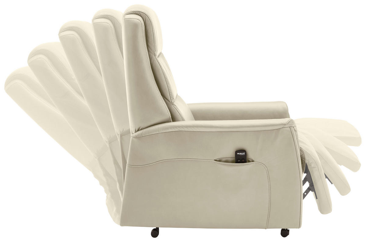 FERNSEHSESSEL Valdera  mit Relaxfunktion, Aufstehhilfe, Rücken echt Echtleder Ecru  - Ecru/Schwarz, KONVENTIONELL, Leder/Kunststoff (70/107/88cm) - Livetastic