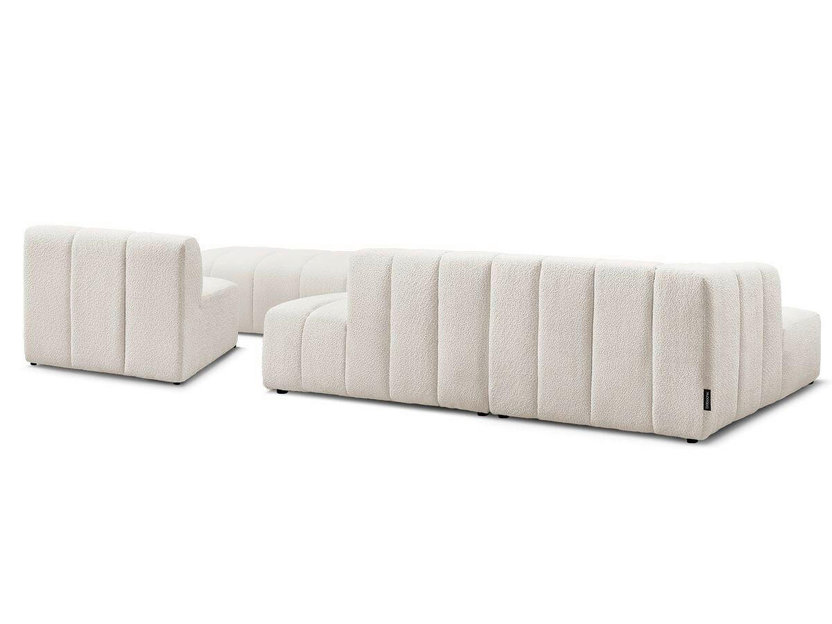 ECKSOFA Ottomane links  ANNECY Weiß Bouclé  - Schwarz/Weiß, MODERN, Kunststoff/Textil (170/262cm)