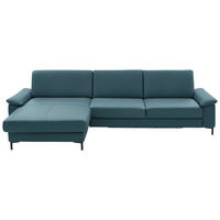 ECKSOFA Echtleder Blau  - Blau/Schwarz, Design, Leder/Metall (176/334cm) - Dieter Knoll