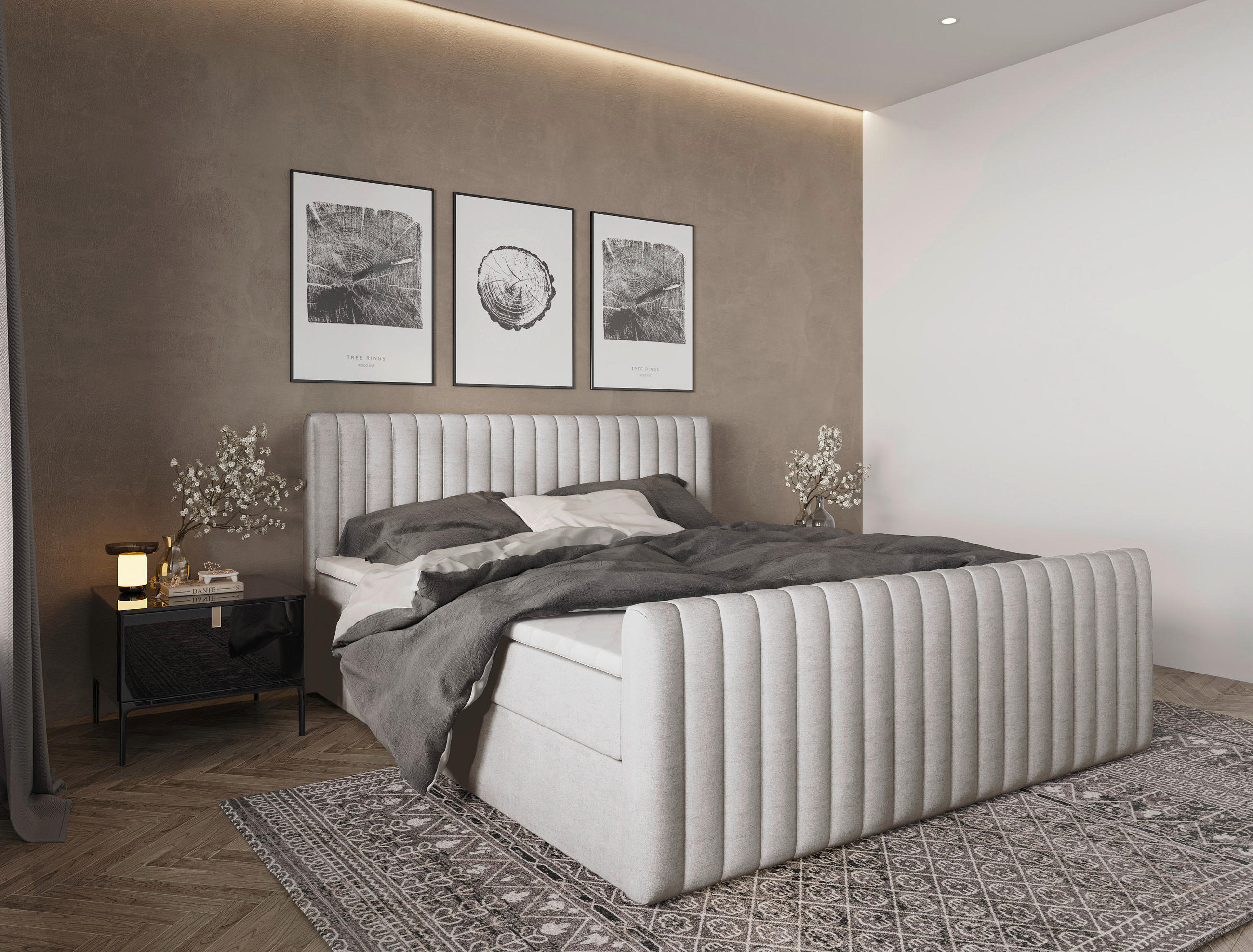 BOXBETT 180/200 cm  in Beige  - Beige/Schwarz, Basics, Kunststoff/Textil (180/200cm) - Carryhome