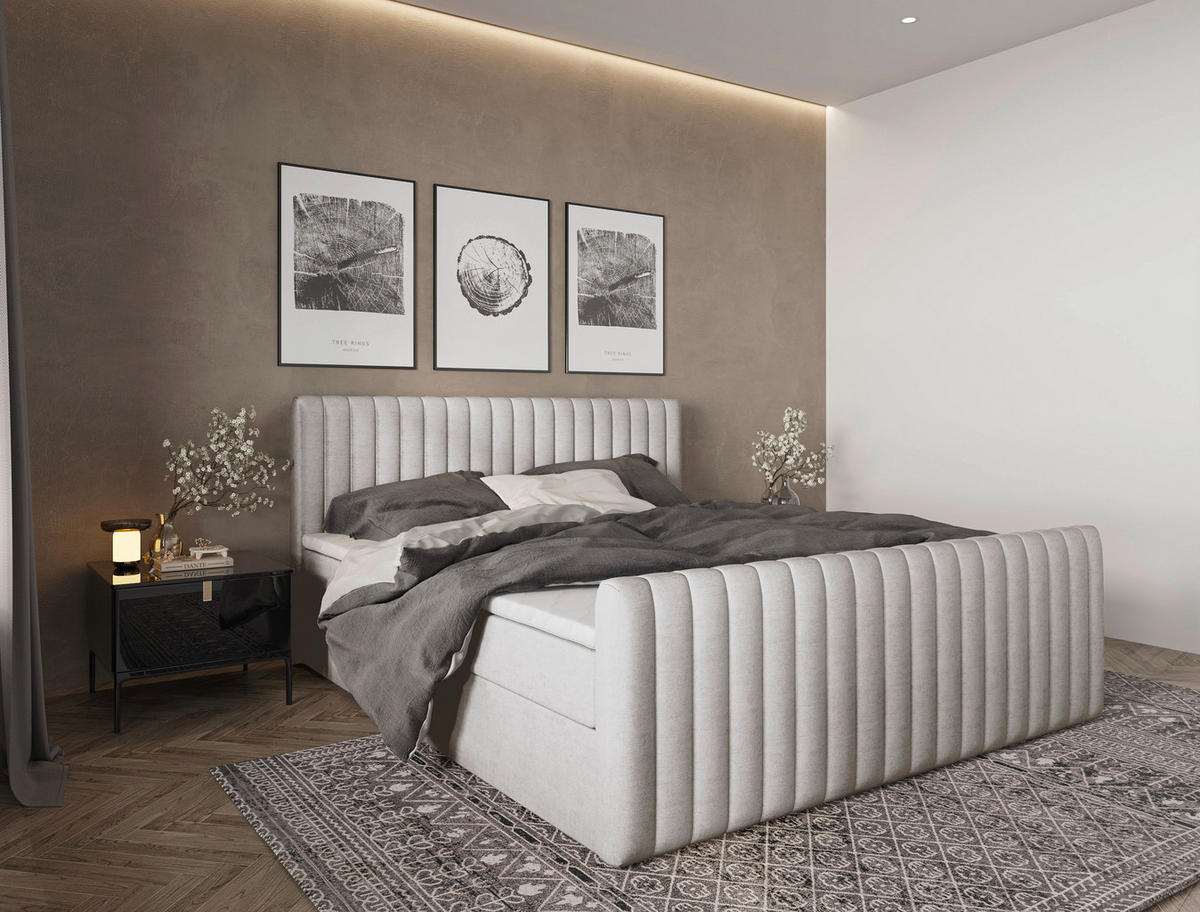 BOXBETT 180/200 cm  in Beige  - Beige/Schwarz, Basics, Kunststoff/Textil (180/200cm) - Carryhome