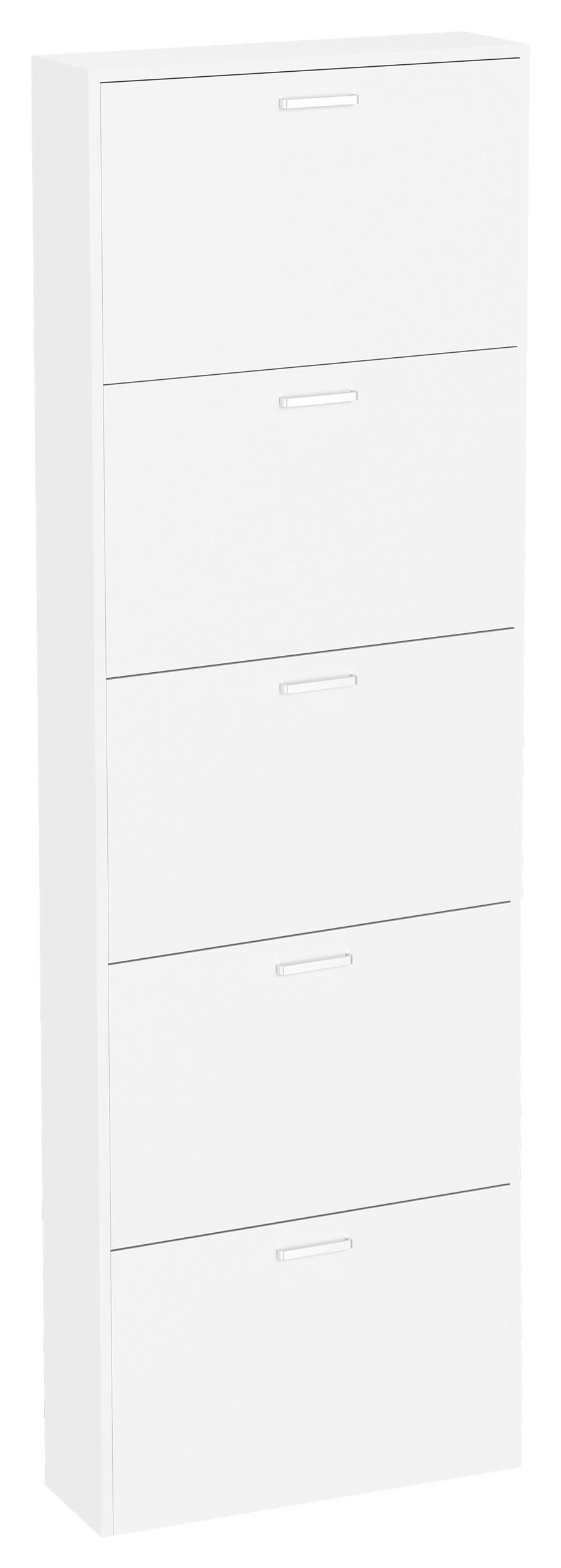 SCHUHSCHRANK Weiß  - Silberfarben/Weiß, Design, Holzwerkstoff/Kunststoff (59/179/17cm) - MID.YOU