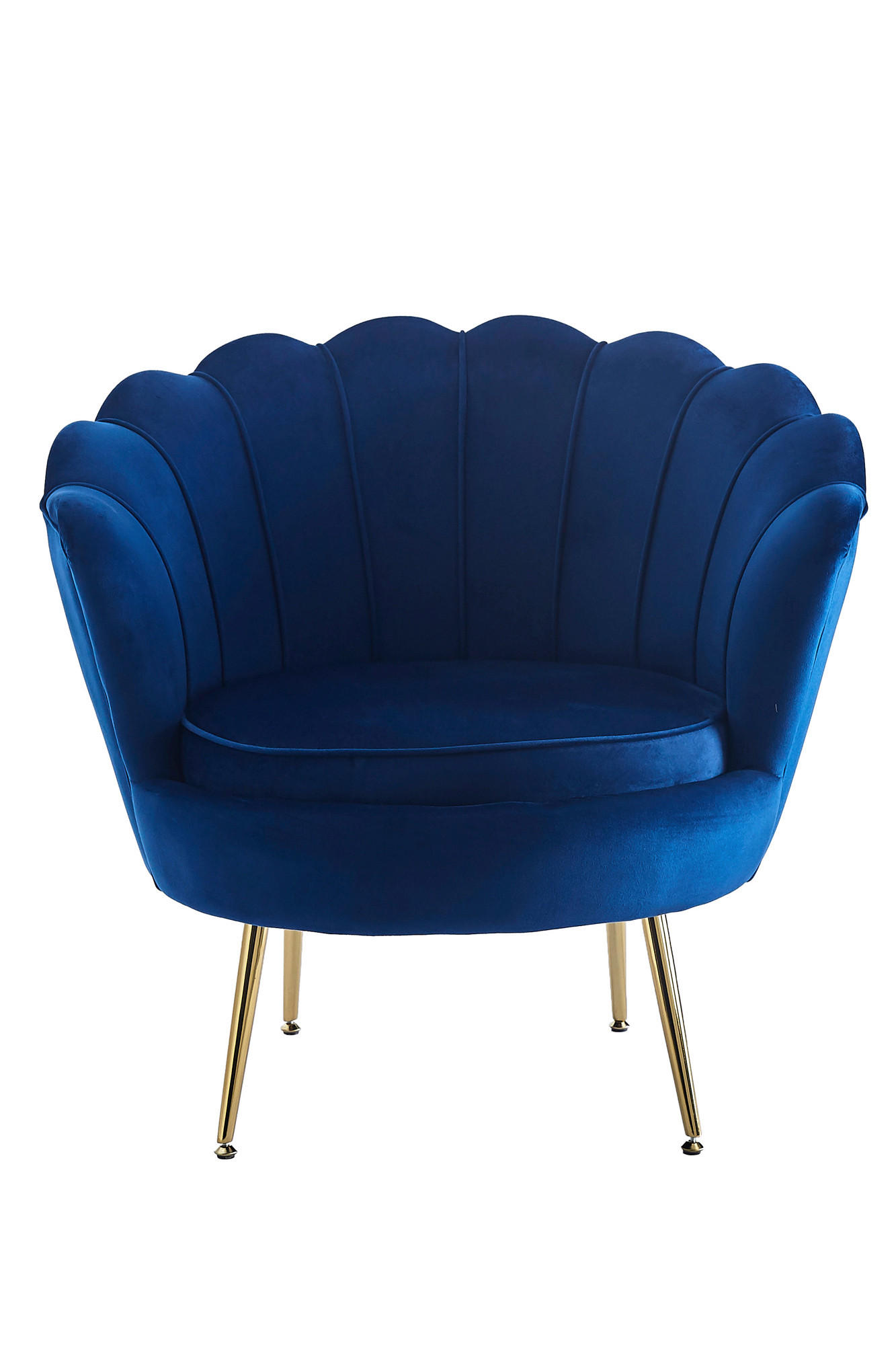 SESSEL in Samt Dunkelblau - Goldfarben/Dunkelblau, MODERN, Textil/Metall (76/78/76cm) - Livetastic