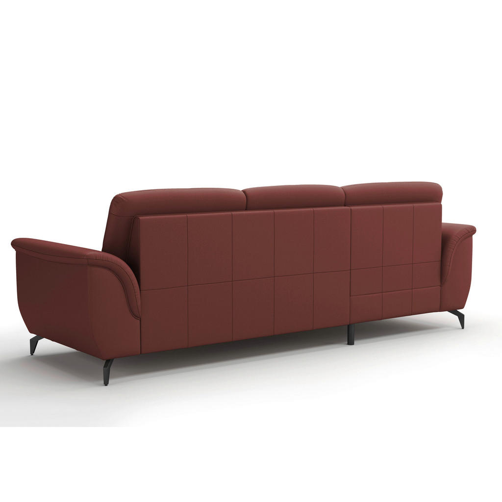 Thumbnail - Sit & More Ecksofa Zora E, Rotbraun, Leder, Echtleder, Nappaleder, 4,5-Sitzer, Ottomane links, L-Form, 262x164 cm, Golde...
